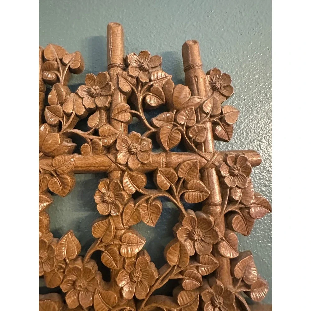 Homco Trellis Wall Shelf Easel Brown Vintage 1984 Floral Faux Wood